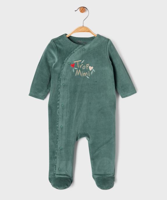 Pyjama en velours ouvert devant inscription dorée bébé vue1 - GEMO 4G BEBE - GEMO