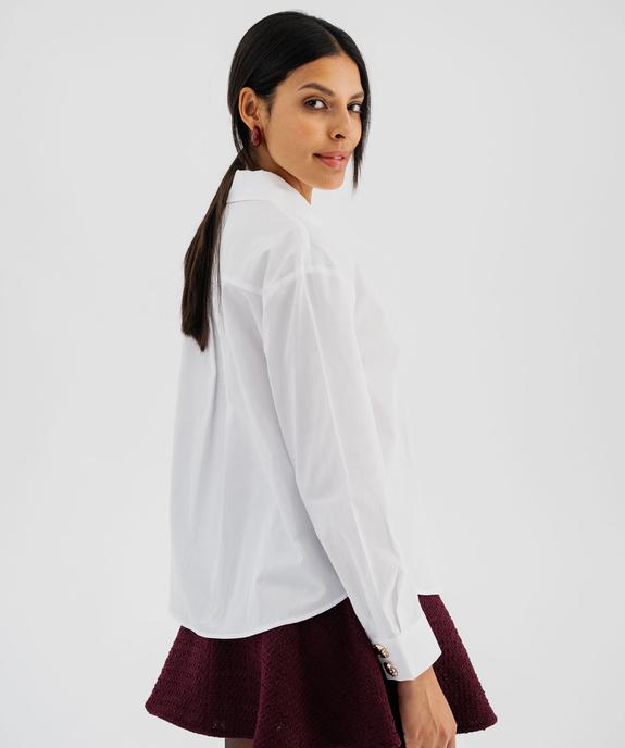 Chemise manches longues droite en coton à boutons dorés fantaisie femme vue4 - GEMO(FEMME PAP) - GEMO