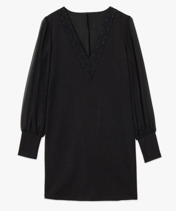 Robe femme droite en maille à manches longues tansparentes vue4 - GEMO(FEMME PAP) - GEMO