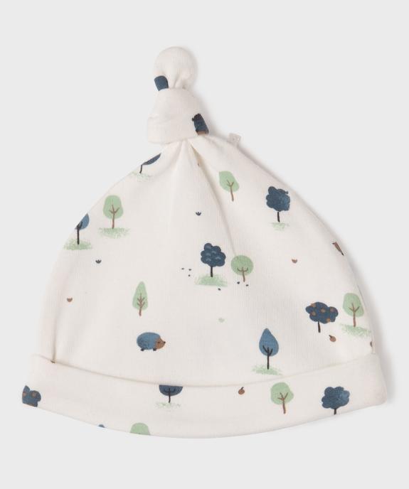 Bonnet de naissance en jersey avec noeud bébé garçon (lot de 2)  vue4 - GEMO 4G BEBE - GEMO
