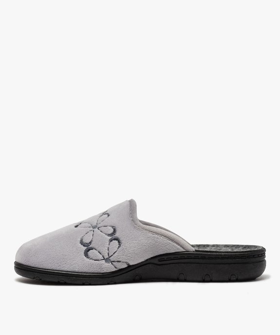 Chaussons pour femme mules dessus velours brodé vue3 - GEMO(HOMWR FEM) - GEMO