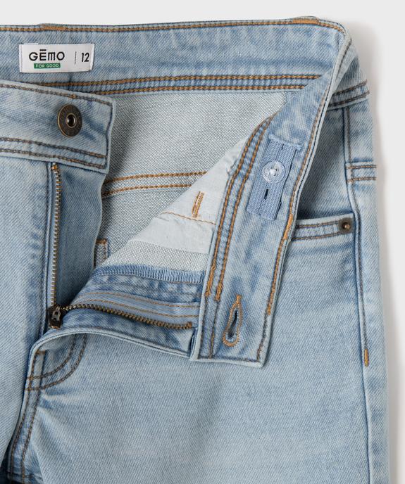 Bermuda en jean stretch coupe slim taille ajustable avec revers garçon vue3 - GEMO 4G GARCON - GEMO