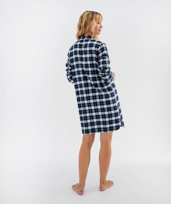 Chemise de nuit liquette à carreaux femme - LuluCastagnette vue4 - LULUCASTAGNETTE - GEMO