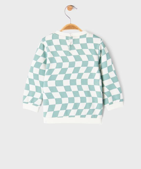 Sweat à damiers avec inscription en maille bouclette bébé garçon vue4 - GEMO 4G BEBE - GEMO