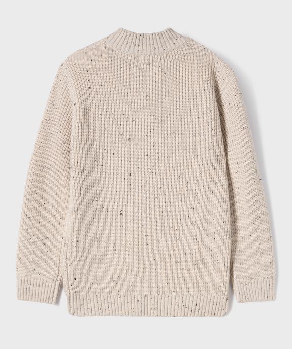 Pull en maille côtelée avec col montant zippé garçon vue3 - GEMO (ENFANT) - GEMO