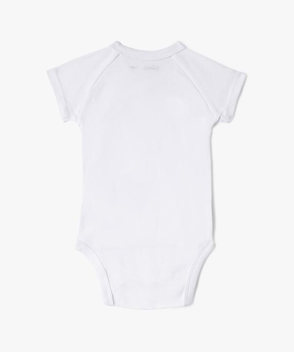 Bodies bébé unis à manches courtes et fermeture devant (lot de 3) vue4 - GEMO 4G BEBE - GEMO