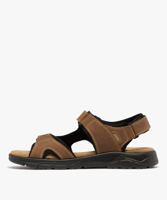 Sandales confort en cuir fermeture 3 scratchs homme vue3 - G'FLEX - GEMO