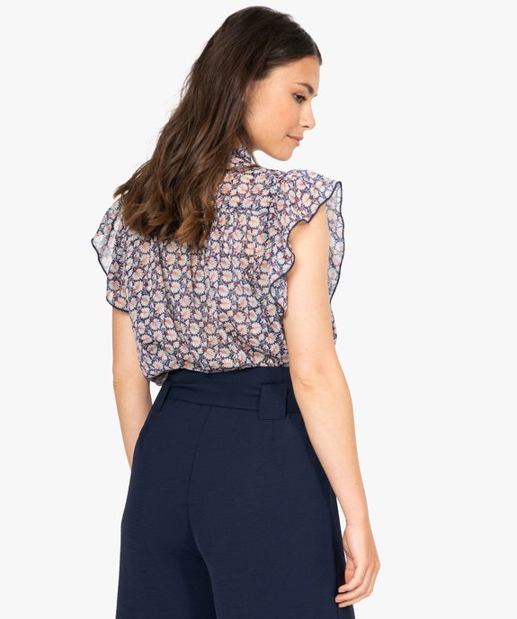 Blouse femme à manches courtes en voile fleuri vue3 - GEMO(FEMME PAP) - GEMO