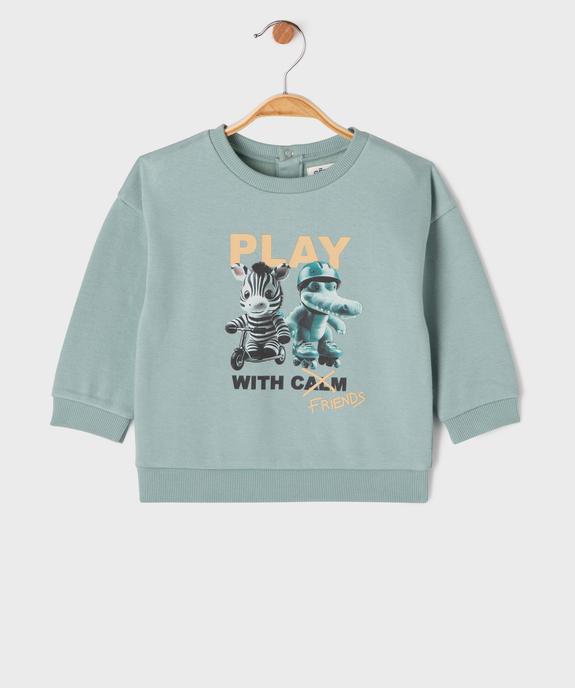 Sweat en molleton doux imprimé à col rond bébé garçon vue1 - GEMO 4G BEBE - GEMO
