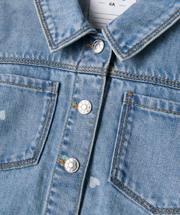 Veste en jean courte imprimée cœurs fille vue2 - GEMO (ENFANT) - GEMO