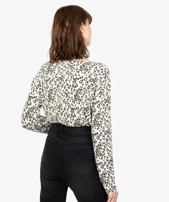 Tee-shirt femme en maille avec motifs animaliers vue3 - GEMO(FEMME PAP) - GEMO