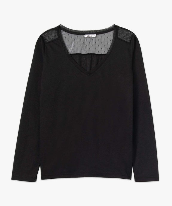 Tee-shirt femme à manches longues avec tulle dans le haut du dos vue4 - GEMO 4G FEMME - GEMO