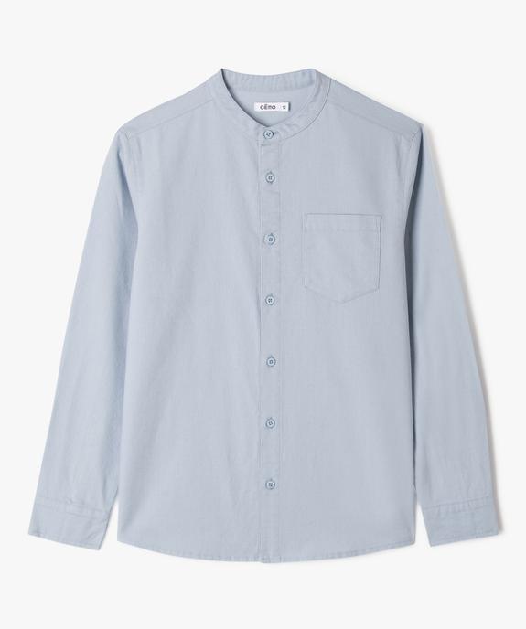 Chemise manches longues à col mao en coton lin mélangés garçon vue1 - GEMO (JUNIOR) - GEMO