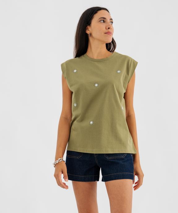 Tee-shirt sans manches avec strass et perles femme vue1 - GEMO(FEMME PAP) - GEMO