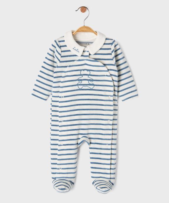 Pyjama dors-bien en velours ouvert devant bébé - LuluCastagnette vue1 - LULU CASTAGNETTE G4G D - GEMO