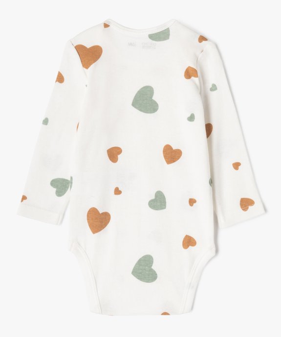 Bodies manches longues bébé fille avec col américain (lot de 3) vue4 - GEMO 4G BEBE - GEMO