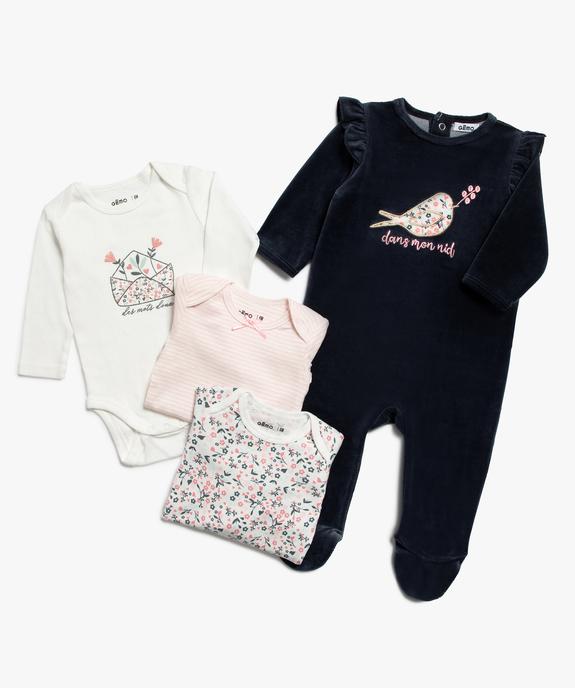 Pyjama bébé fille en velours avec volants sur les épaules vue4 - GEMO(BB COUCHE) - GEMO