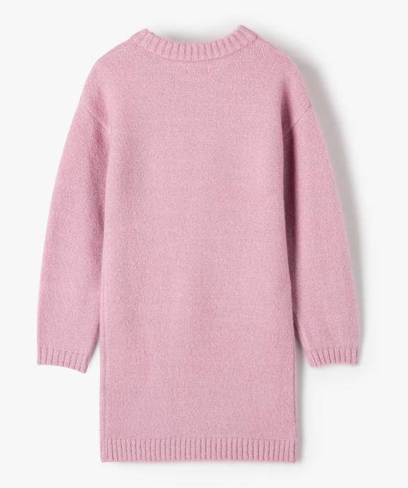 Robe pull fille avec motifs fleuris brodés sur l’avant vue3 - GEMO (ENFANT) - GEMO