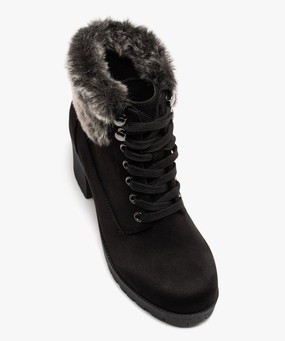 Boots femme unies à talon haut carré et col fourré vue5 - GEMO(URBAIN) - GEMO