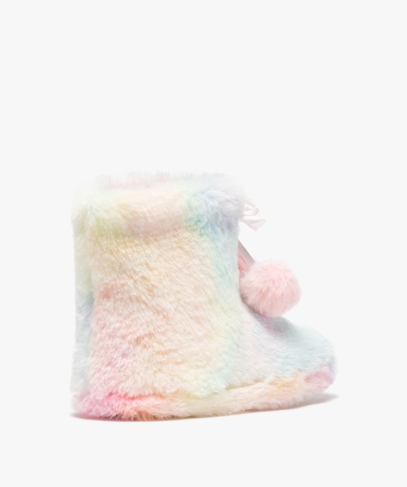 Chaussons fille boots en matière peluche arc-en-ciel vue4 - GEMO 4G FILLE - GEMO