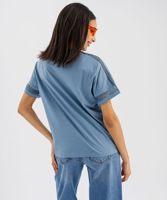 Tee-shirt manches courtes avec détails brodés femme vue3 - GEMO 4G FEMME - GEMO