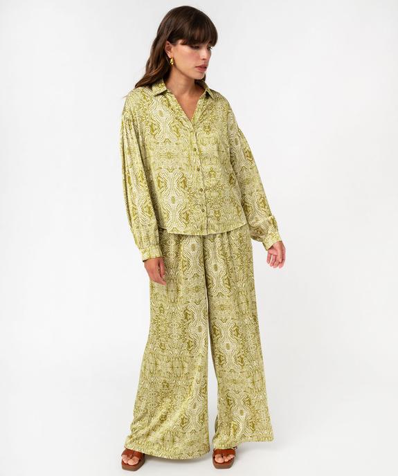 Chemise imprimée en matière satinée femme vert vue5 - GEMO(FEMME PAP) - GEMO