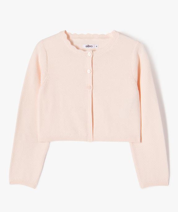 Gilet court en maille fantaisie fille vue1 - GEMO (ENFANT) - GEMO