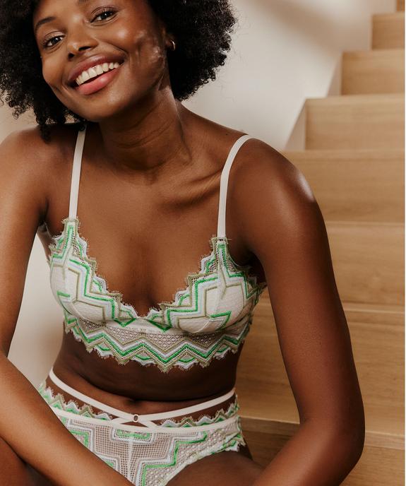 Soutien-gorge triangle en dentelle avec coussinets amovibles vue1 - GEMO(HOMWR FEM) - GEMO