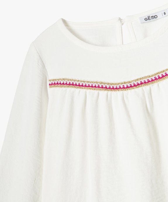 Blouse à manches longues avec liseré scintillant sur le buste fille vue2 - GEMO (ENFANT) - GEMO