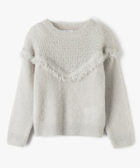 Pull fille avec empiècement fantaisie sur le col vue1 - GEMO (ENFANT) - GEMO