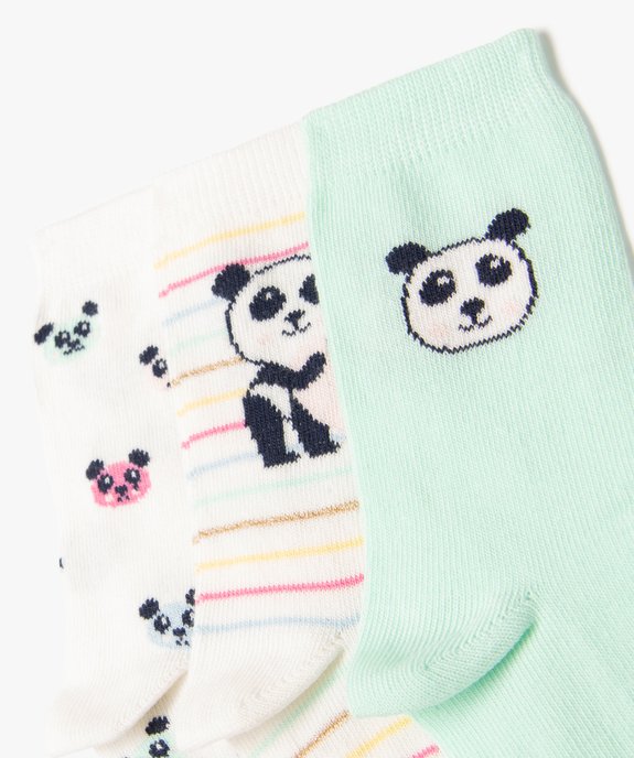 Chaussettes mi-hautes avec motifs pandas fille (lot de 3) vue2 - GEMO (ENFANT) - GEMO