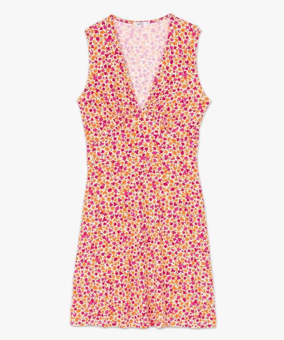 Robe femme courte sans manches à motifs fleuris vue4 - GEMO(FEMME PAP) - GEMO