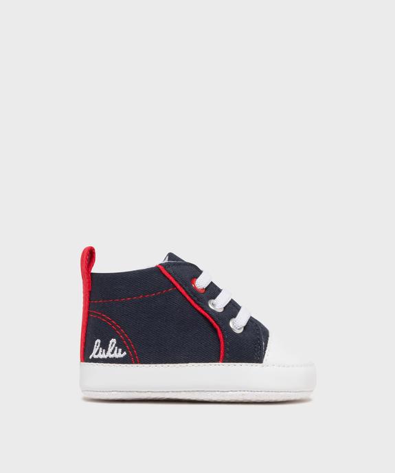 Chaussons de naissance en toile look tennis bébé - LuluCastagnette vue2 - LULU CASTAGNETTE G4G D - GEMO
