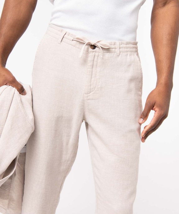 Pantalon homme coupe chino en lin mélangé vue2 - GEMO 4G HOMME - GEMO