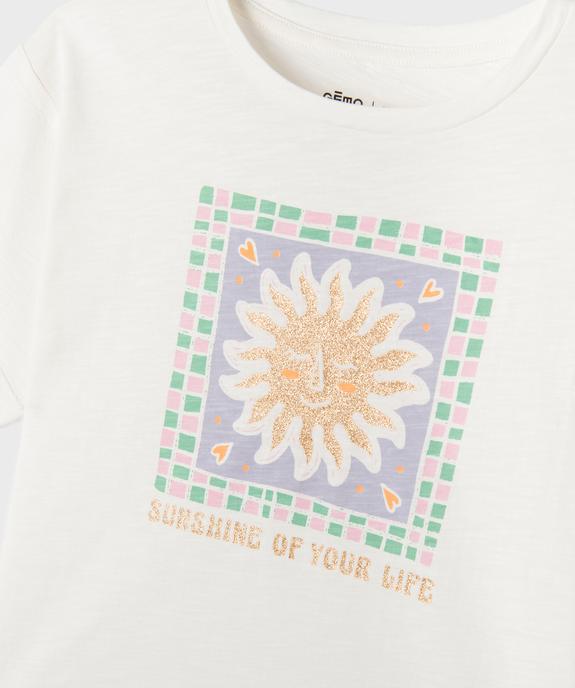 Tee-shirt manches courtes en jersey de coton à motif fille vue2 - GEMO 4G FILLE - GEMO