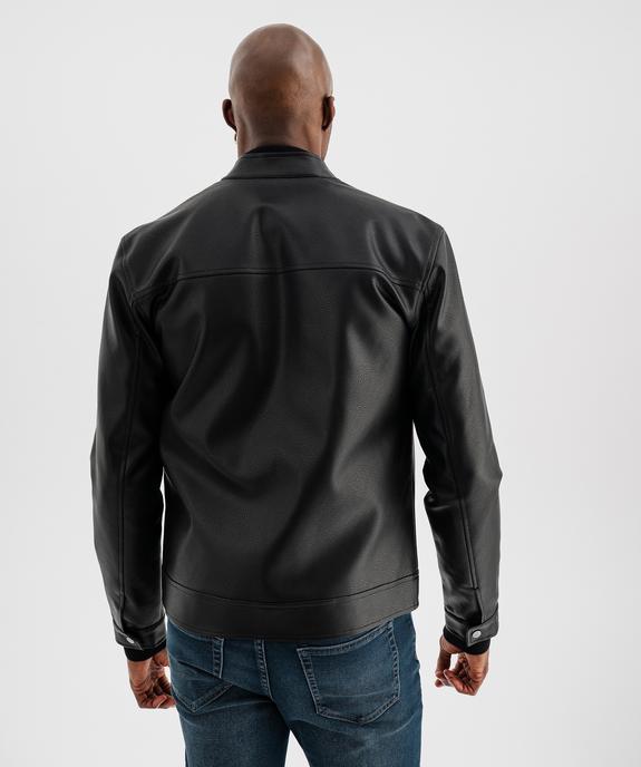 Blouson en cuir imitation fermeture zippée homme vue5 - GEMO (HOMME) - GEMO