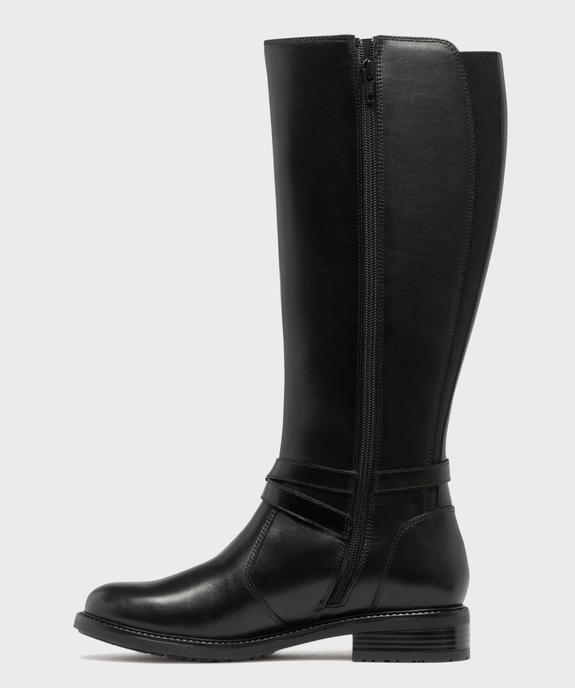 Bottes cavalières en cuir à zip et élastiques femme - Tanéo vue4 - TANEO - GEMO