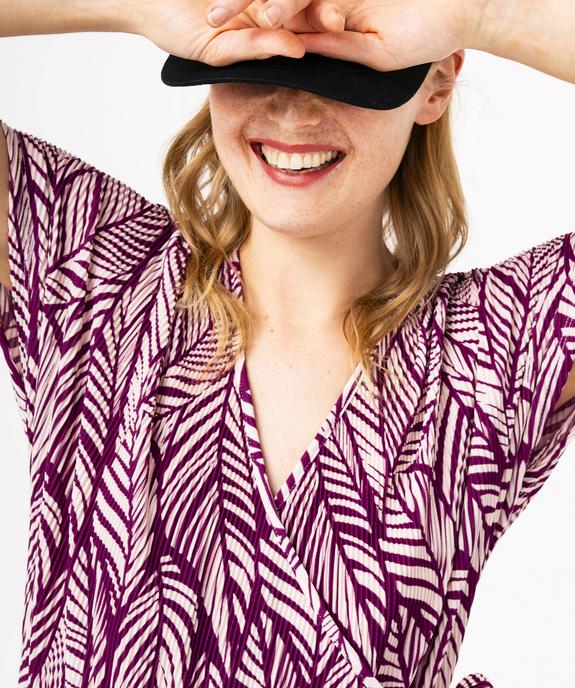 Robe portefeuille imprimée en maille plissée femme vue2 - GEMO 4G FEMME - GEMO