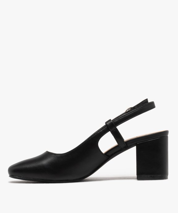 Escarpins sling-back à talon large et bout carré femme vue3 - FOLLOW ME - GEMO
