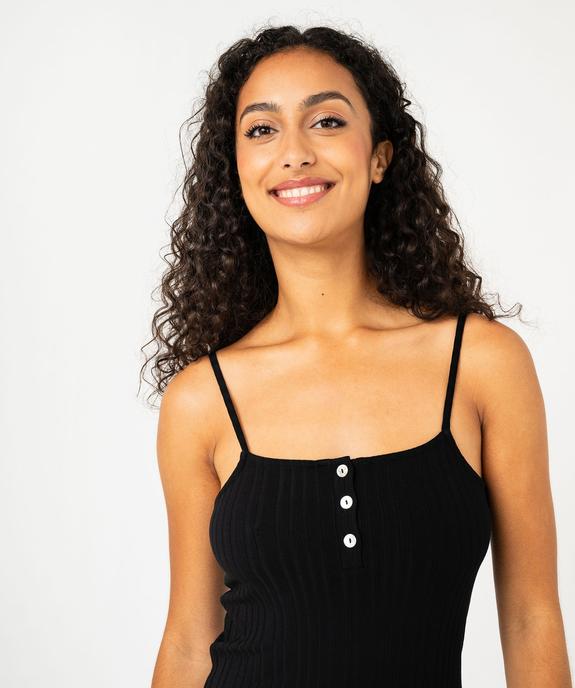Nuisette à bretelles en maille côtelée ajustée femme vue2 - GEMO(HOMWR FEM) - GEMO