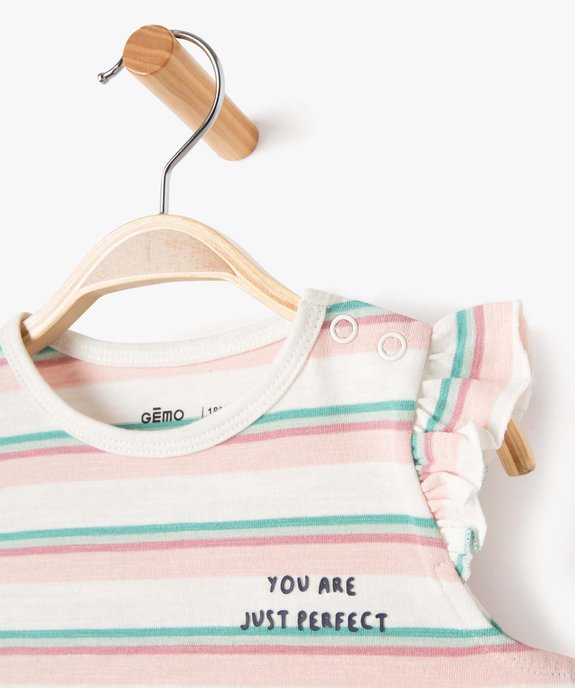 Pyjashort bébé fille rayé vue2 - GEMO(BB COUCHE) - GEMO
