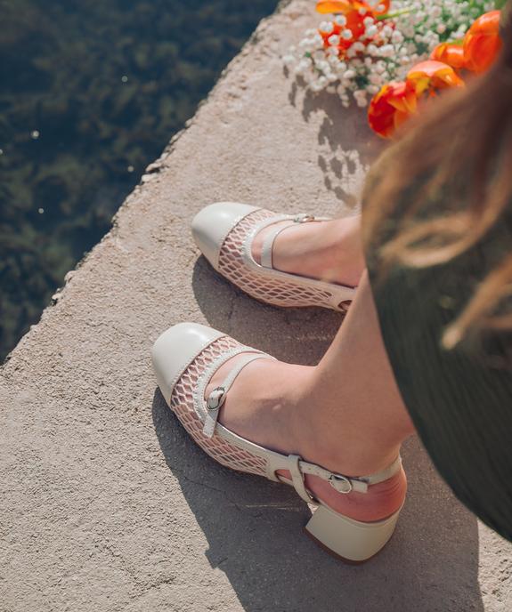 Escarpins slingback en tulle et matière vernie femme - Follow Me vue1 - FOLLOW ME - GEMO