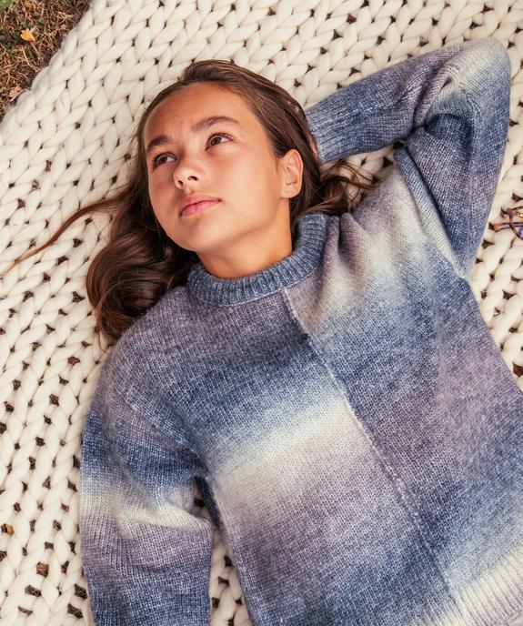 Pull tie-and-dye en maille douillette fille vue1 - GEMO (JUNIOR) - GEMO