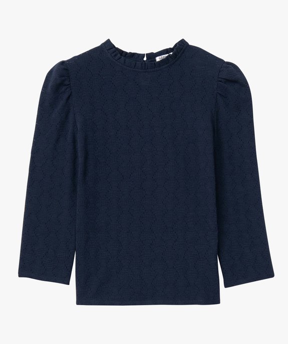 Tee-shirt femme à manches longues en maille texturée vue4 - GEMO(FEMME PAP) - GEMO