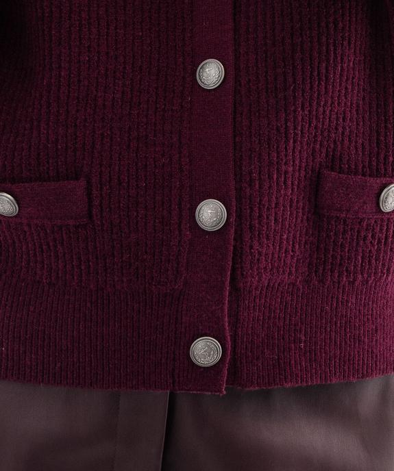 Gilet en grosse maille côtelée extensible avec boutons gravés femme vue5 - GEMO(FEMME PAP) - GEMO