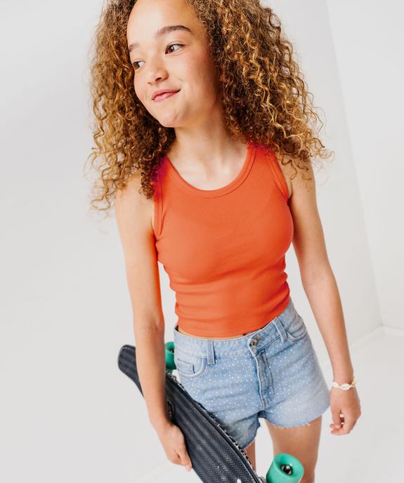 Débardeur en maille côtelée coupe courte fille vue1 - GEMO 4G FILLE - GEMO