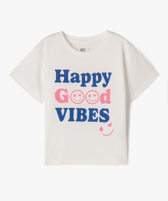 Tee-shirt à manches courtes avec message positif fille vue1 - GEMO 4G FILLE - GEMO