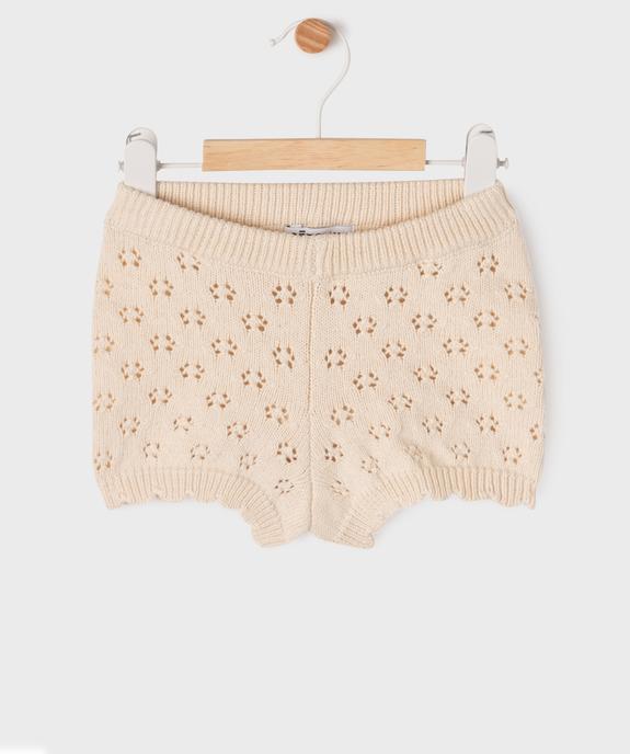 Short en maille ajourée en coton biologique bébé fille vue2 - GEMO 4G BEBE - GEMO