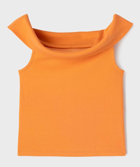 Tee-shirt sans manches à col bardot en maille côtelée fille vue3 - GEMO 4G FILLE - GEMO