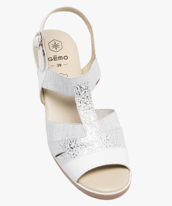 Sandales femme confort à talon compensé avec brides fantaisie élastiques et en cuir vue5 - GEMO 4G FEMME - GEMO